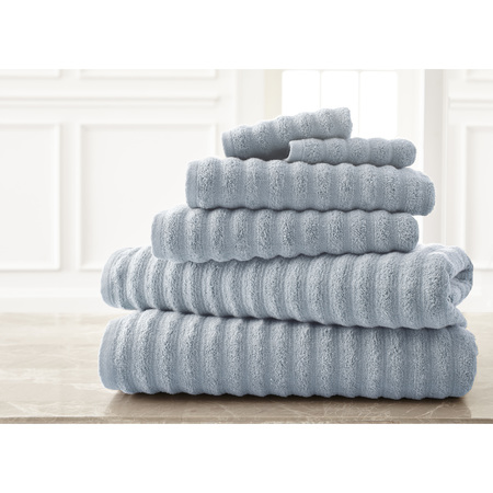 Modern Threads Wavy Luxury Spa collection 6 piece quick dry towel set Spa Blue 5WVYSPAG-BLU-ST